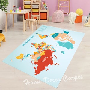 Tappeti con mappa del mondo, tappeto 3D per soggiorno, tappetino didattico, regali con mappa del mondo, tappeti unici, tappeto con mappa del mondo, tappeto decorativo per pavimenti, tappeti