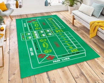 Craps, Craps Rug, Casino Game Night Felt Table Rug, Craps Patterned Rug, Poker Night Party Rug, Game Night Rug, Gmaing Rug, Poker Carpeting