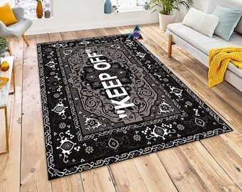 Keepoff, Black and Gray Rug, Keep Off  Rug, Keep off Carpet, For Living Room, Decorative Area Rug, Popular Rug, Personalized Gift,Home Decor