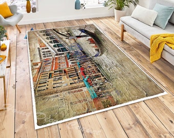 Venice Town Rug: Modern Italian Patterned Non-Slip Floor Mat