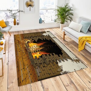 Brick, Music, Fireplace, Vortex Rug, Decorative Rug, Designer Rug, Modern Best Rug, Idea Home Decor Rug, Farmhouse Rug, Living Room Carpet