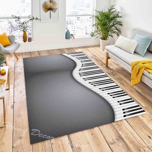 Piano, pianotapijt, rechthoekig tapijt, beste tapijt, tapijt met pianopatroon, populair tapijt, thematapijt, woonkamer, woondecoratie, cadeau voor haar, muziektapijt