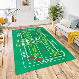 Craps, Craps Rug, Casino Game Night Felt Table Rug, Craps Patterned Rug, Poker Night Party Rug, Game Night Rug, Gmaing Rug, Poker Carpeting