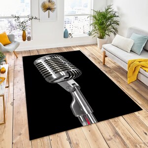 Classic Microphone, Microphone, Music Rug, Music Patterned Rug, Microphone Singer Gift, Music Lovers Gift, Musician Gift, Gift for Couples
