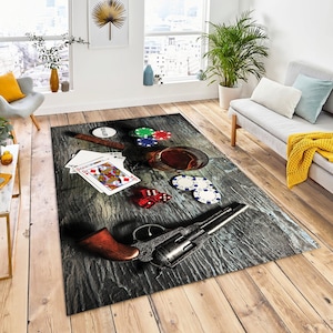 Playing cards symbols Area Rug, poker player room design carpet, casino gift, gaming room decor gift, casino party decor rug, poker dice Rug