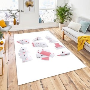 Realistische speelkaartensets, pokerspeelkaarten diamantpak set, speelkaarten symbolen karpet, pokerspeler kamer, tapijt casino gaming kamer