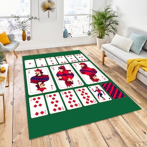 Pokerspeelkaarten Diamond Suit-set, speelkaarten symbolen karpet, pokerspeler kamer, casino speelkamer, decor casinofeest decor vloerkleed