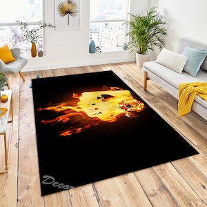 Teschi in fiamme, Teschio blu in fiamme, Asso, Fiamma, Fuoco, Carta, Chio, Poker, Tappeto per camera da letto, Tappeto per soggiorno, Tappeto per camera da letto, Tappeto per soggiorno