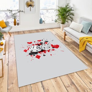 Kasino, Würfel, Poker Goldene Karten Würfel, Poker, Spielkarte, Pokerkarte, Würfelteppich, Karte, Kasinoteppich, Spielkarteteppich, Für Wohnzimmerteppich,