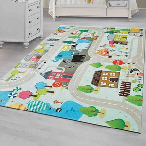 AUTOWEGENKAART Tapijt, kaartentapijt, woondecoratietapijt, stadskaarttapijt, woondecoratie, speltapijt, kinderkamer kunstdecor, vloermat, stadskaart kindertapijt, vloerkleed