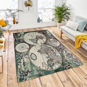 Rustikale Weltkarte, Bereichsteppiche, 3D Teppich für Wohnzimmer, Küchenmatte, Weltkarte Geschenke, Einzigartige Teppiche, Personalisierte Weltkarte, Geschenkteppich