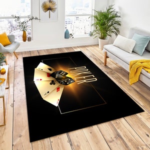 Poker Golden Cards Würfel, Poker, Spielkarte, Pokerkarte, Würfel, Karte, Kasinoteppich, Spielkarteteppich, Für Wohnzimmerteppich, Büroteppich, Kasino