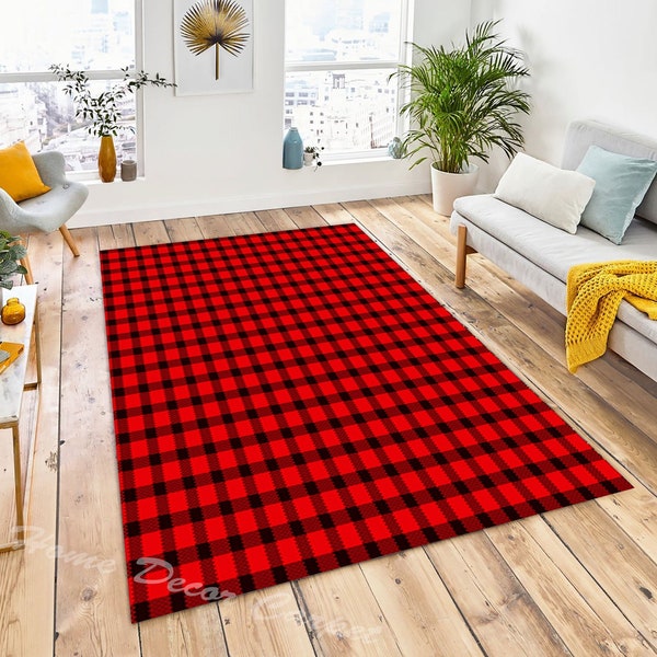 Christmas, Buffalo Check Area Rugs, Buffalo Check Carpet, Lumberjack Plaid Pattern Print Area Rug, Floor Decor, Plaid, Holiday Buffalo Plaid