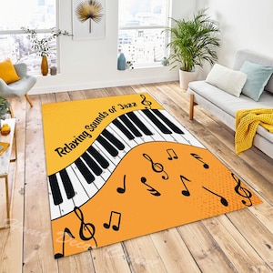 Piano Rug, Rectangle Rug, Best Carpet, Piano Pattern Rug, Popular Rug, Themed Rug, Living Room, Home Decor, Gift For Her, Music Rugs, Piano