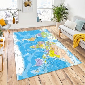 Gift For Her, Kids Room Rug, Custom Rug, Rug For Kids Room, Nursery Rugs, Christmas Gift, Map Design Rug, World Map Rug, Popular Rug, Indoor