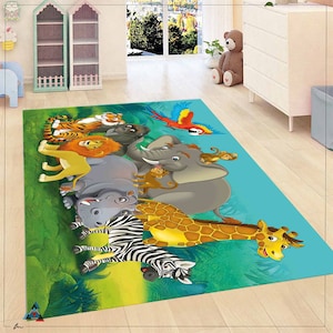 Süße Tiere, Teppich für Kinderzimmer, Teppich für Kinder, Teppich für Kinderzimmer, Niedliches Babypartygeschenk