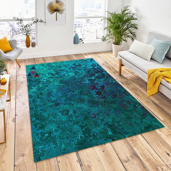 Marble Pattern Rug, Teal Rug, Rugs For Living Room, Decorative Rug, Abstract Rug, Teal Marble Rug, Modern Rug, Area Rug, Decorative Rug,