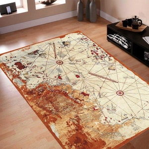 Tapis rustique carte du monde, tapis 3D pour le salon, tapis de cuisine, cadeaux carte du monde, tapis uniques, carte du monde personnalisée, tapis cadeau fête de Pâques