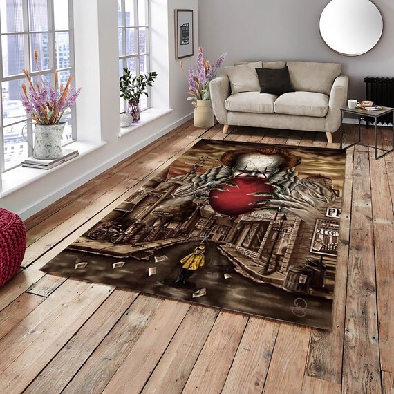 Pennywise Rug,  Clown Housewarming Gift, Family Welcome Rug, Custom Funny Rug, Halloween Christmas, New Year Holiday Decor,Modern Rug Carpet