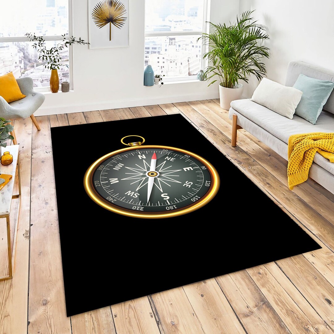 Compass Realistic Isolated, Compass Rug, Round Compass Rug, Non-slip ...