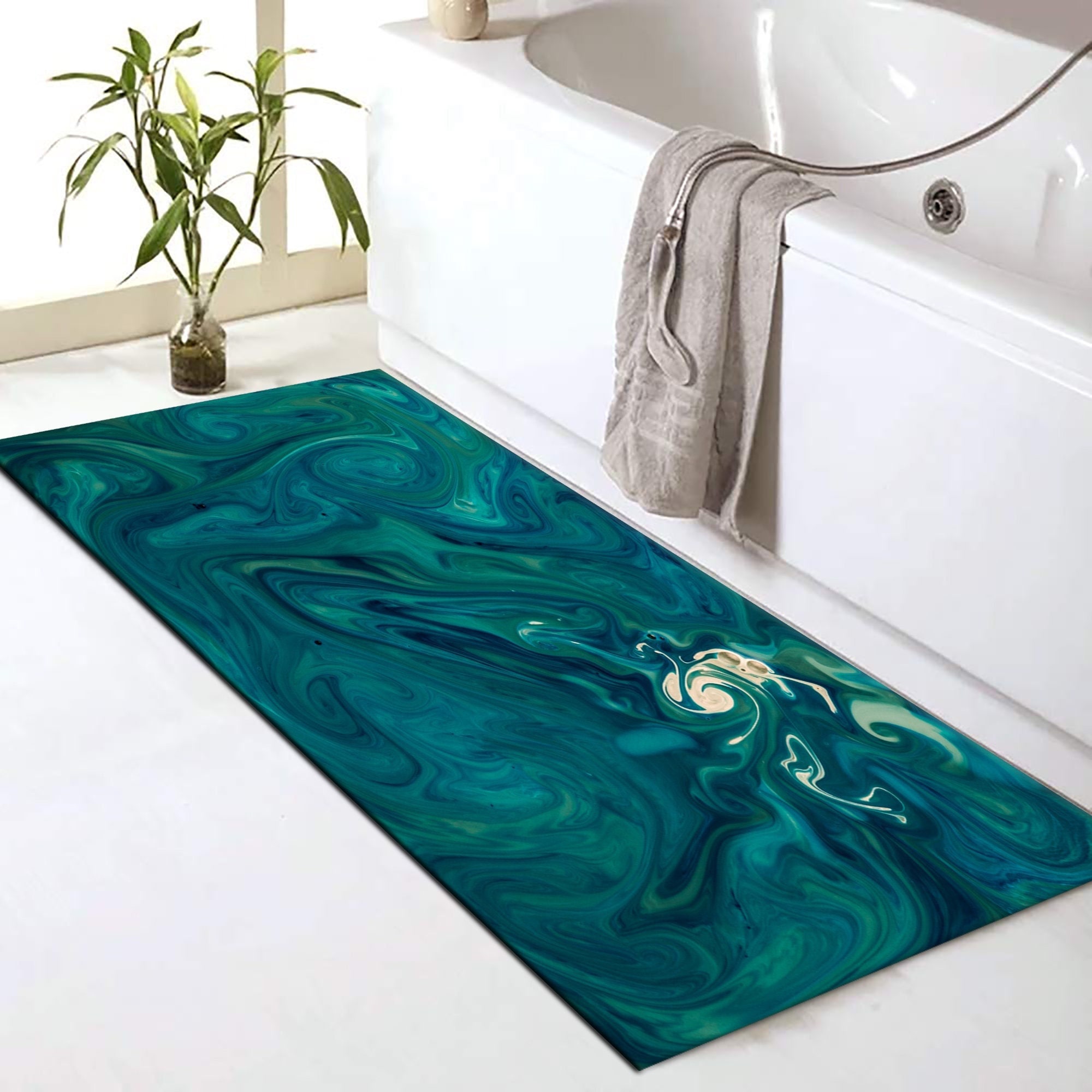 Anybar Tappeto Da Bagno Verde Con Ciliegie 61x122 Cm - Antiscivolo, Morbido, Lavabile In Lavatrice - 2