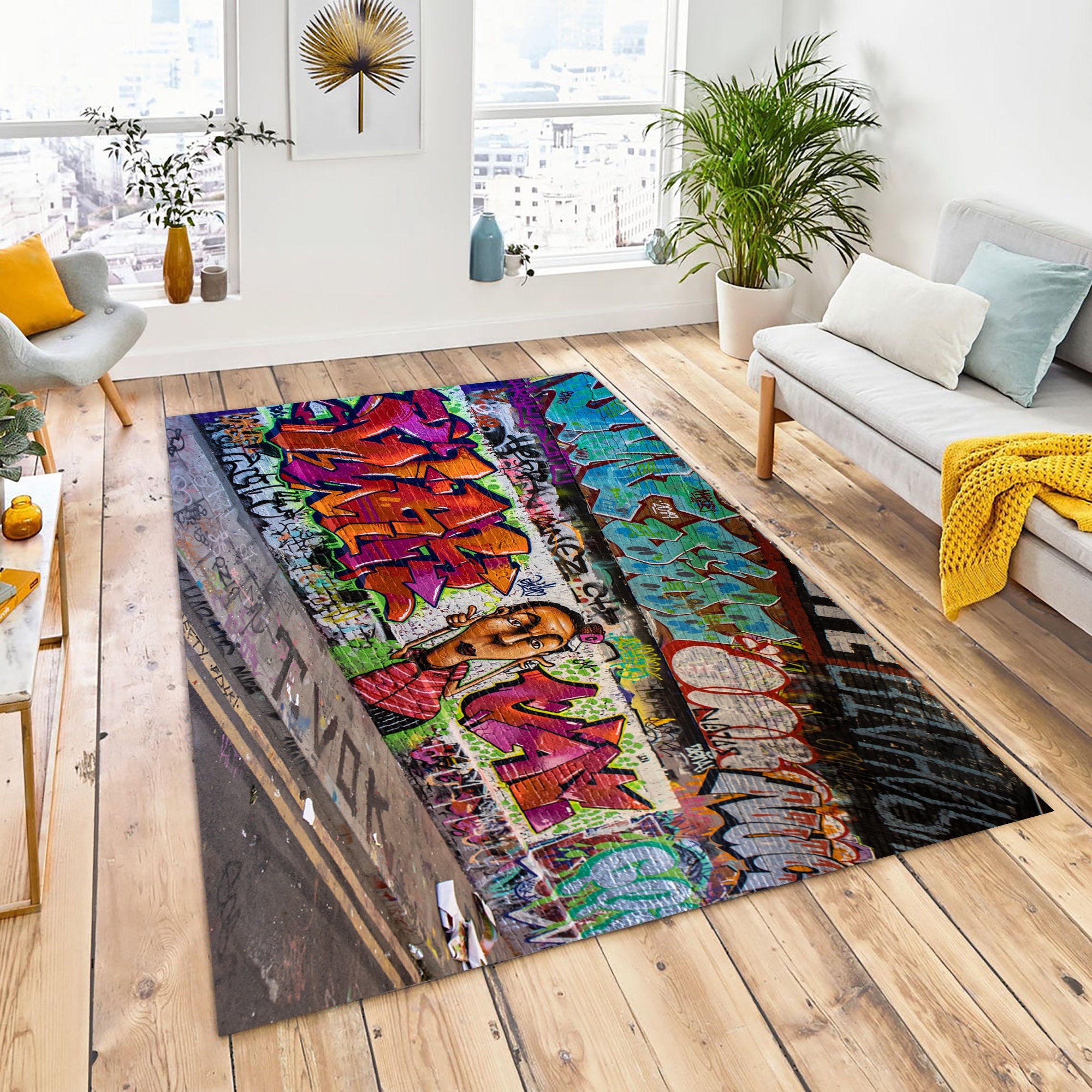 creative drug store Rug mat ラグマット Graffiti Comics Design Area Rug, Kids Room Modern Studio