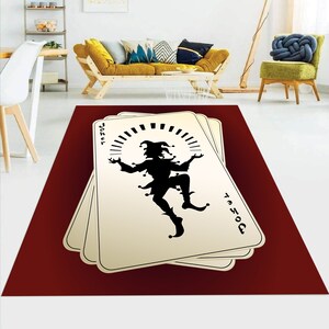 Joker-silhouet, handspel, speelkaarten, aangewezen als hoogste kaart, Trump Wild Card, conceptueel casino, kansspel, vloerbedekking speelkamer