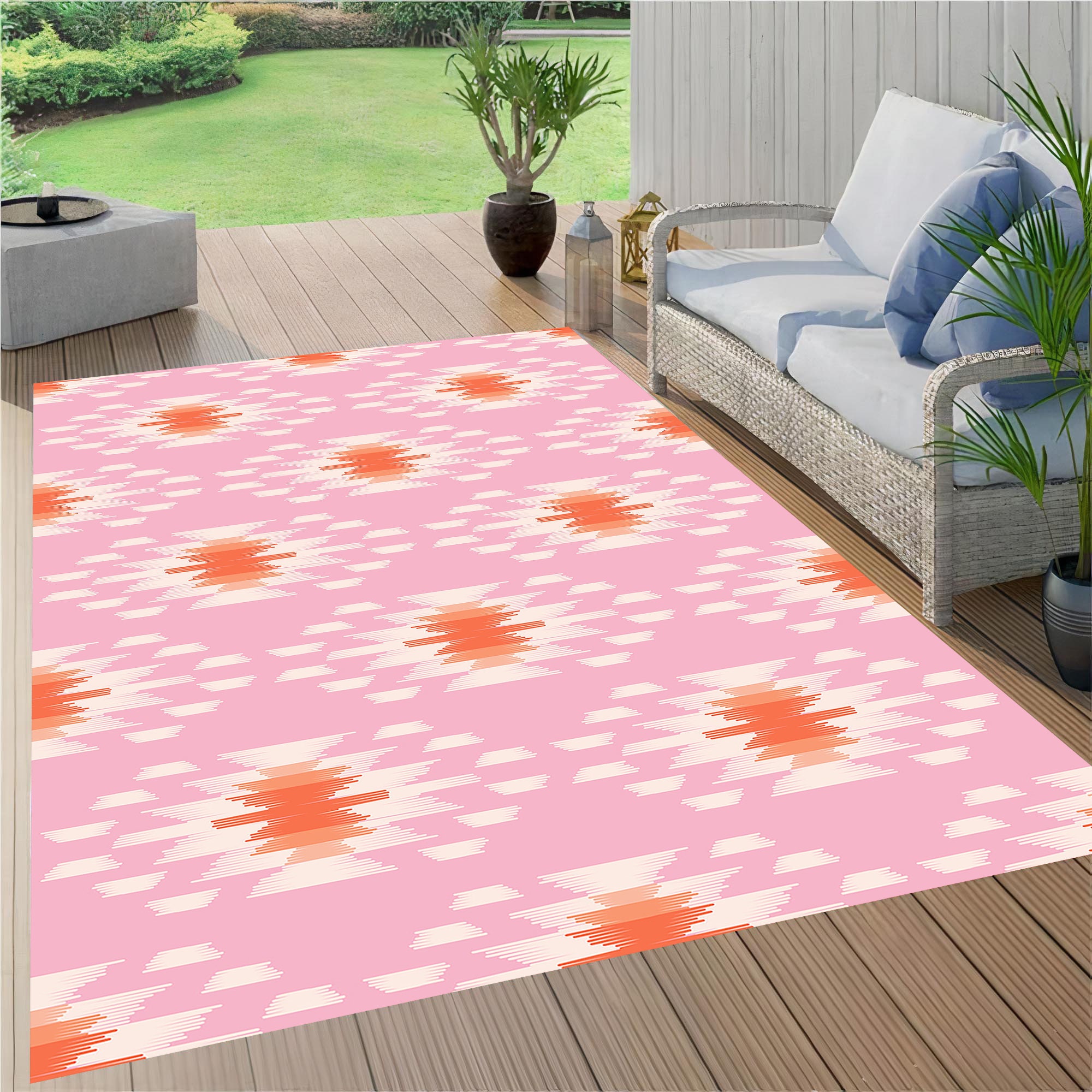 Pink Rug,ethnic Rug,outdoor Rug,garden Decor,outdoor Washable Rugs ...