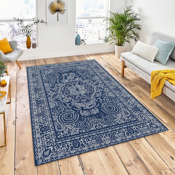 Navy blue area rug discount