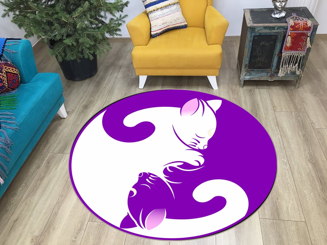 Sleeping Cat Rug Kids' Room, Area Rug, Cute Nursery Rug, Cat Rug, Baby