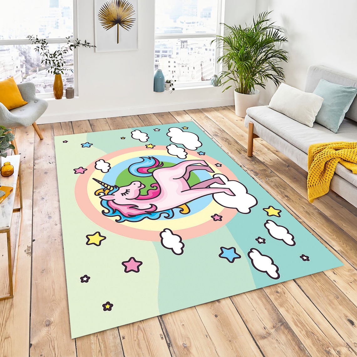 Pink Unicorn Rug For Girls RoomUnicorn Area Rug DecorUnicorn Etsy