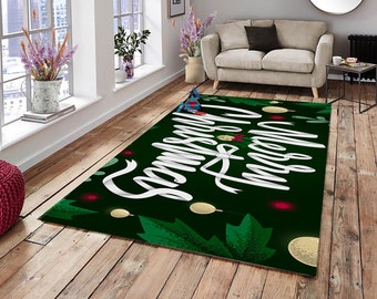 Merry Christmas, Christmas, Christmas Rug, Red Merry Christmas Rug, Christmas Carpet, Round Christmas Rug, Floor Area Rugs, Modern Rug, Rugs