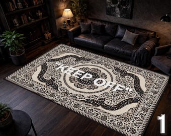 Keep Off Statement Rug,Modern Gothic Area Rug,Dark Interior Carpet