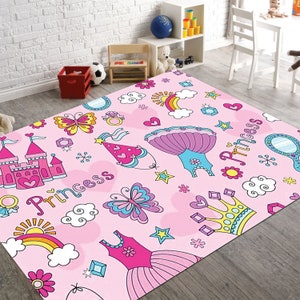 Pink Rug, Custom Name Rugs, Princess Personalised Rug Personalized Girls Rug Custom Gift Rug Custom Area Rugs Custom Rugs, Girls Room Gift