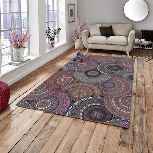 Mandala, Mandala Rug, Non Slip Carpet, Mandala Pattern Rug, Themed Rug, Living Room, Home Decor, Gift For Her, Ethnic Patterned Carpet, Rug