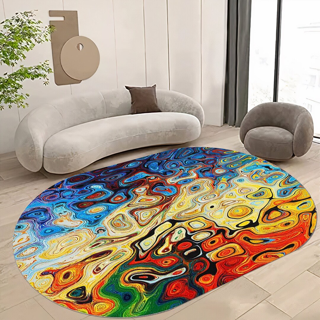 Abstract Rug, Oval Design, Abstract, Teens Room Rug,3d Art Rug,oval ...