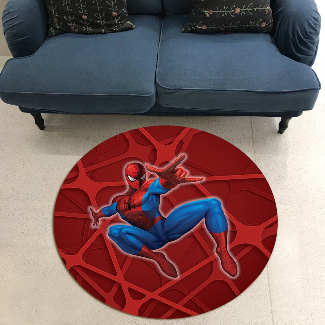Spiderman, tapis Spiderman, chambre de garçons, tapis rond, tapis rond, motif Spiderman rond, tapis populaire, tapis à thème, décoration d'intérieur, cadeau pour lui, 3D
