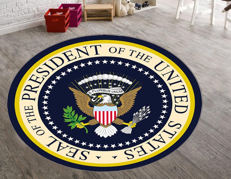 American Eagle Rug, United States Rug, Round Rug, Circle Rug,white