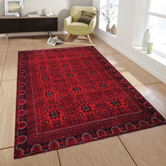 Vintage Turkish Area Rug: Classic 3D Pattern, Soft Home Decor