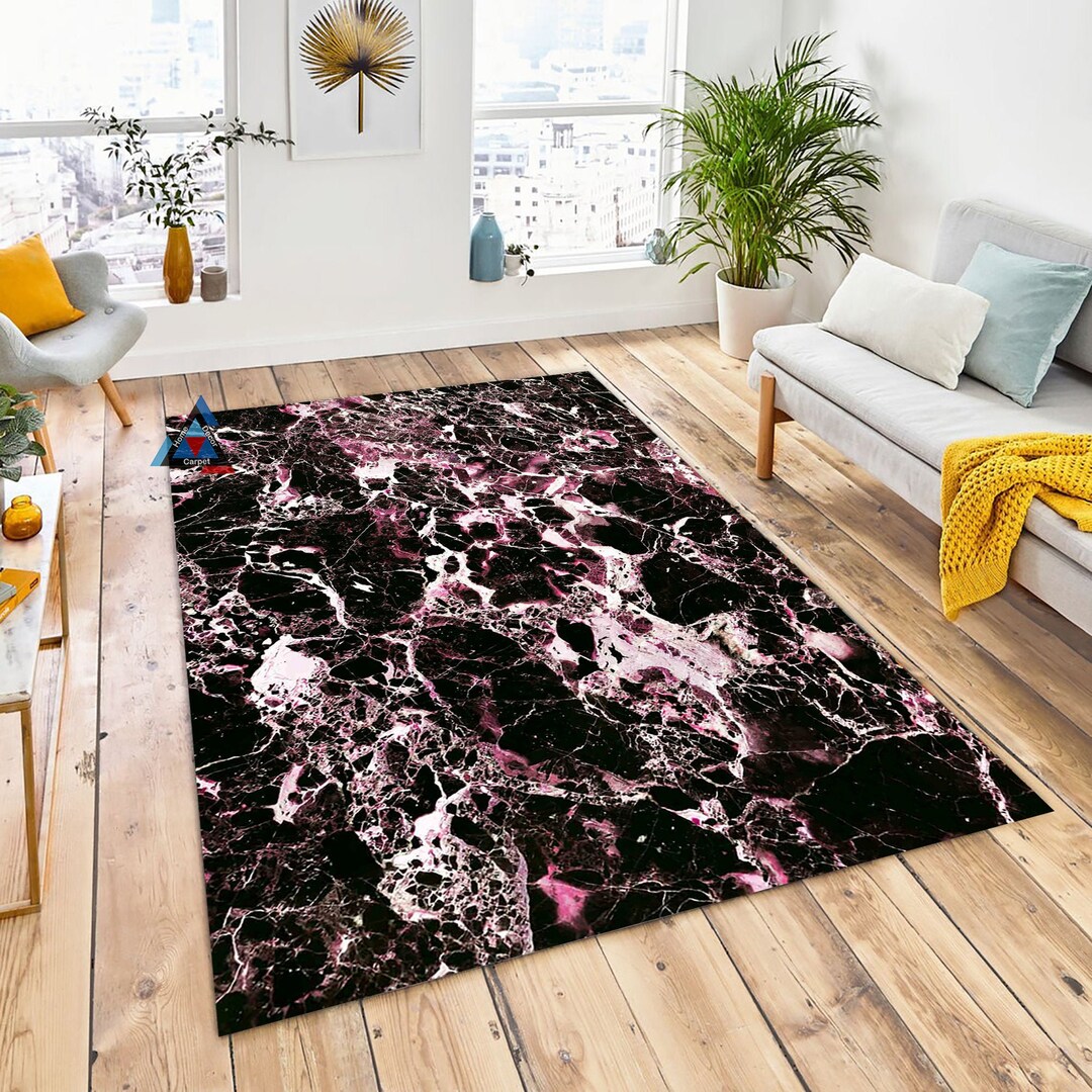 Drak Rugs Modern Luxury Dark Black Rug, Abstract Carpet, Living Room, Simple ...