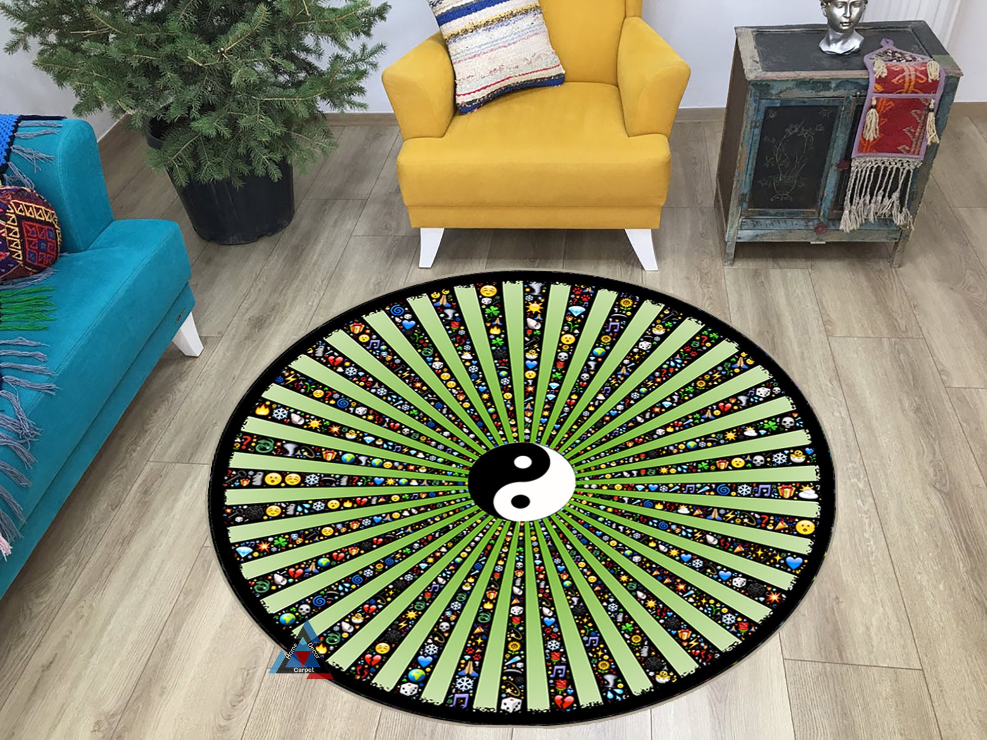 Yin Yang Round Rug Meditation Carpet Yin Yang Meditation Etsy UK