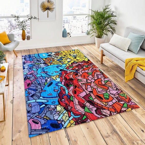 Geburtstagsgeschenk, Street Fashion Style Graffiti Streetwear, Bodenteppich  Teppich Wohnzimmer, Fußmatte Antirutschmatte Anpassbare Teppich, Geschenk  für Fans - .de