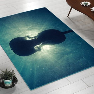 Violin, Violin Patterned Rug, Violin Retro Rug, Instruments Inspired, Area Rug, Music Room Decor, Floor Carpet, Children Carpet, Gift Rugs