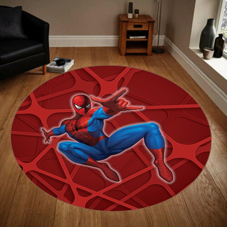 Spiderman Spiderman Rug Boys Room Round Rug Round Carpet | Etsy