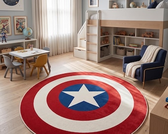 Captain America Shield Round Rug: Kids Room Decor