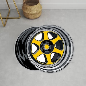 Car Rim Rug,Boy Room Rug,Shaped Carpet,Themed Rug,Round Carpet,Living Room,Home Decor,Gift For Him,Kids Rug,Car Rim Pattern Popular Rug