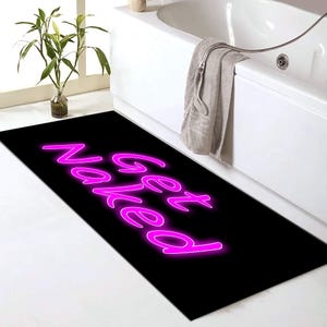 Get Naked Rug,Neon Bathmat,Minimalist Bath Mat,Bathroom Decor,Get Naked Bath Mat,Bath Rug,Bathmat, Bath Rugs,room Decor Rugs,Non Slip Rug