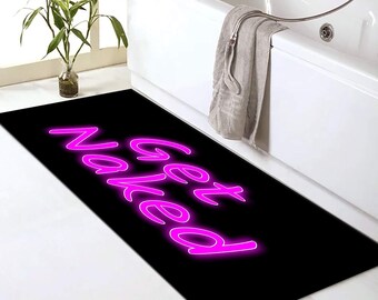 Dywan Get Naked, neonowa mata łazienkowa, minimalistyczna mata łazienkowa, wystrój łazienki, mata łazienkowa Get Naked, dywanik łazienkowy, mata łazienkowa, dywaniki łazienkowe, dywaniki dekoracyjne do pokoju, dywanik antypoślizgowy
