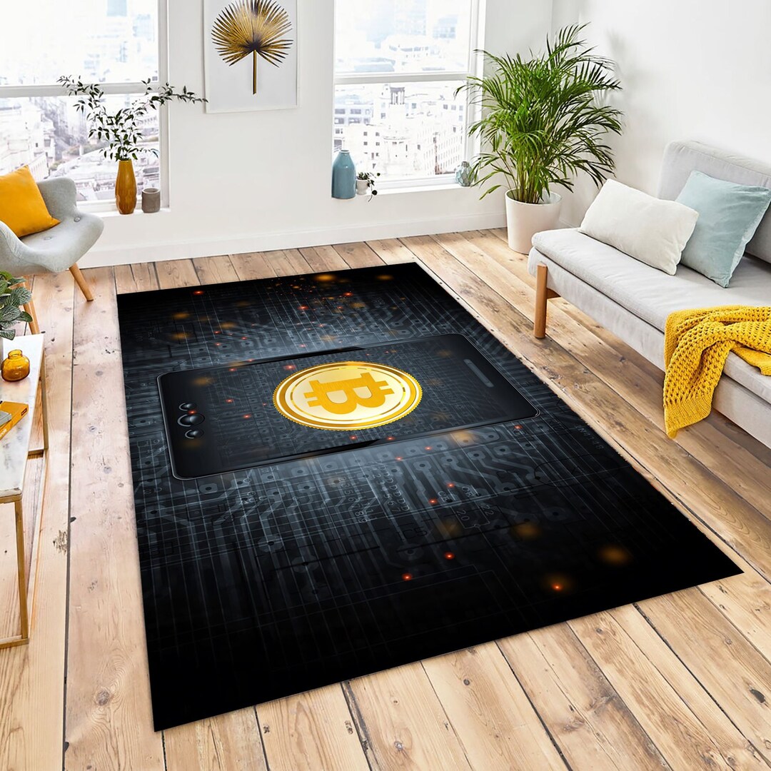 Bitcoin Art Rug: Cryptocurrency Home Decor, Finance Gift - Etsy