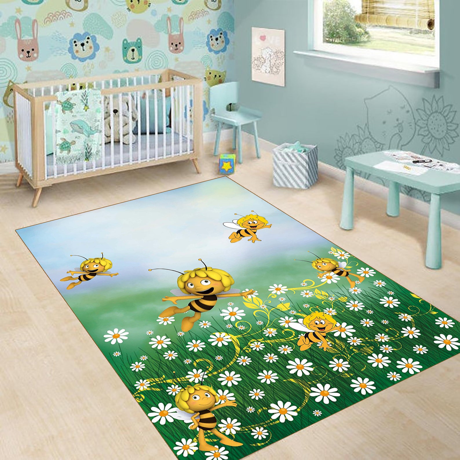 Cute Bee, Honeybee Kids Playmat, Beehive Area Rugs, Child's Bee Bedroom ...